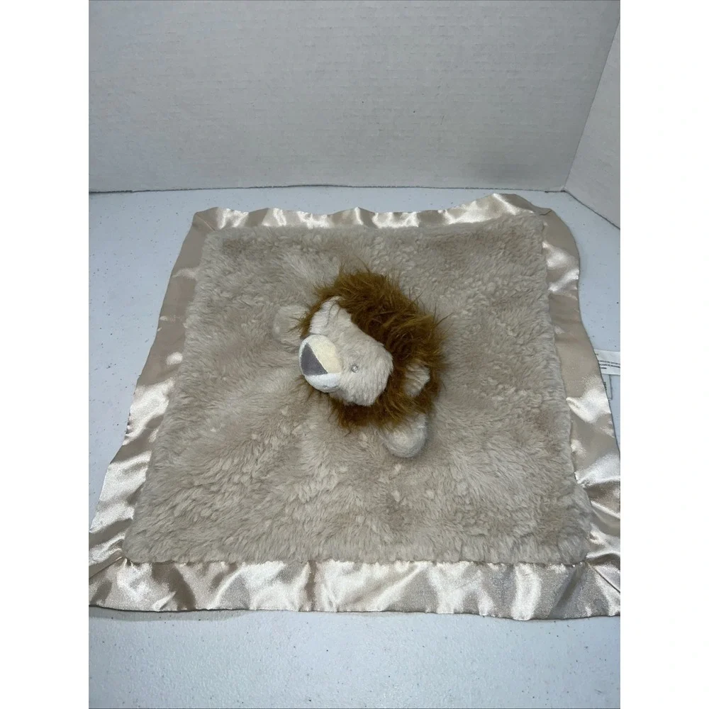 Cloud Island Lion Baby Security Blanket Lovey Tan Cream Plush Satin Trim 14